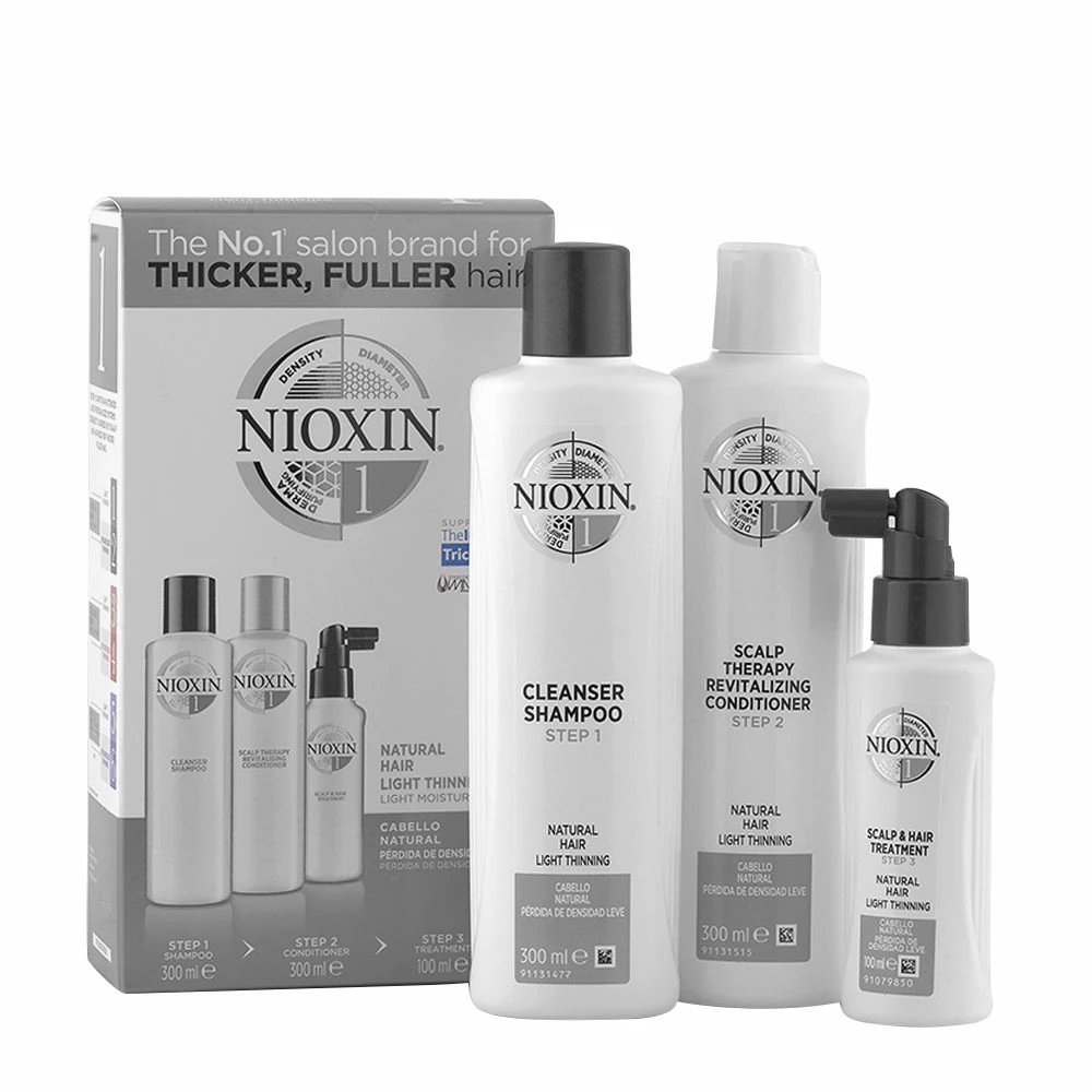 Nioxin System1 XXL Kit Antichute Shampooing 300ml + Conditioner 300ml + Traitement 100ml