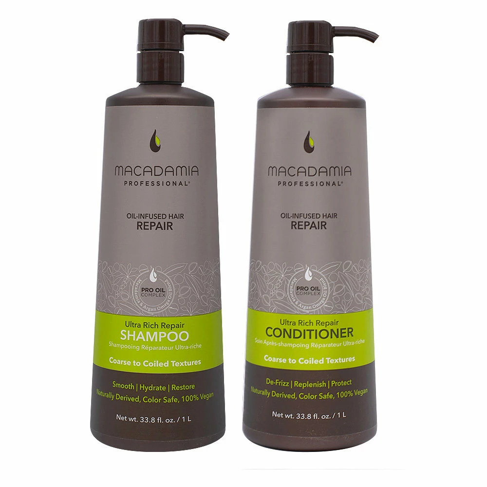 Macadamia Set Cheveux Gros Et Abimés Shampooing 1000ml Et Baume 1000ml