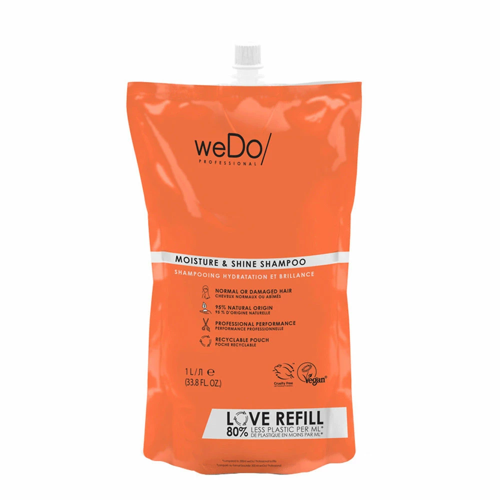WeDo Moisture & Shine Shampoo Refill 1000ml - Shampooing Pour Cheveux Abîmés