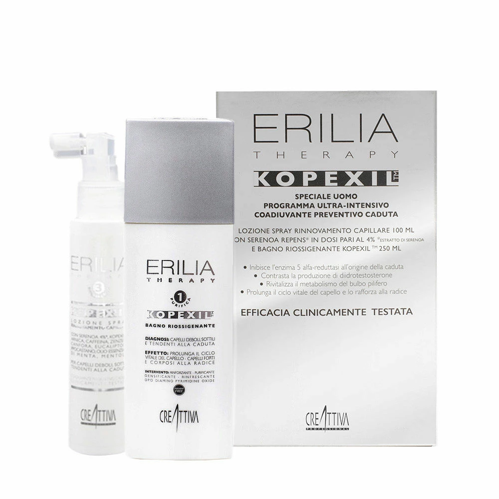 Creattiva Erilia Kopexil Coffret Lotion 100 Ml Bain Réoxygénant 250 Ml
