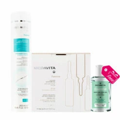 Medavita Puroxine Shampooing Antipelliculaire 250ml E Ampoules 12x6ml Gel Désinfectant 100ml Gratuit