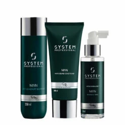 System Professional Man Anti DanDruff Shampoo 250ml Hair & Beard Conditioner 200ml Intensive Tonic 100ml