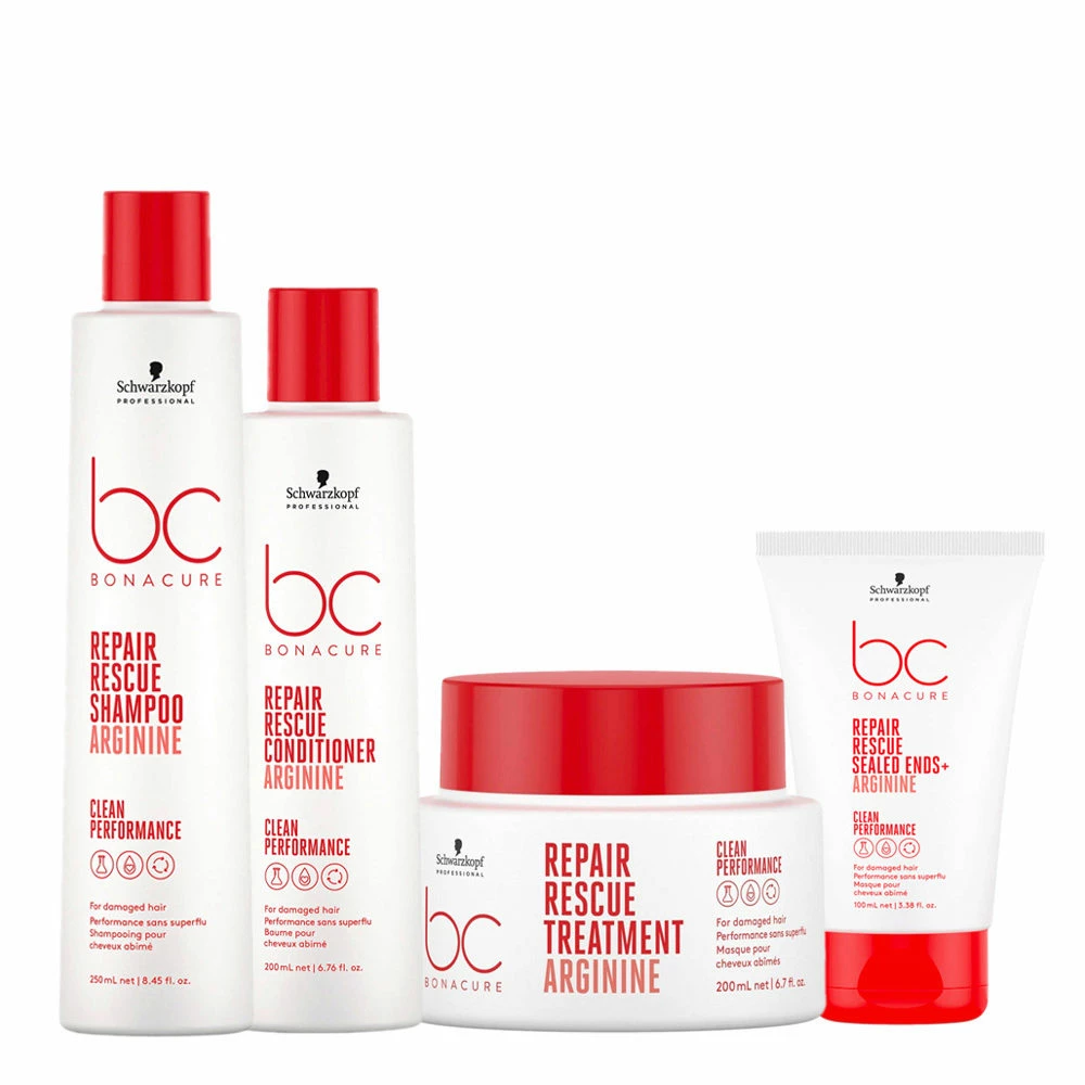 Schwarzkopf Professional Schwarzkopf BC Bonacure Repair Rescue Shampoo Arginine 250ml Conditioner 200ml Treatment 200ml Sealed Ends 100ml