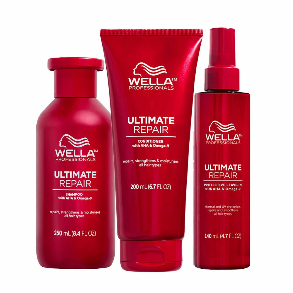 Wella Ultimate Repair Shampoo 250ml Conditioner 200ml Protective Leave-in 140ml